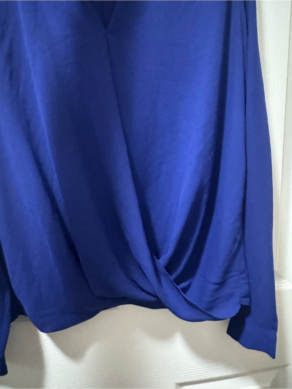 Surplice Draped Blouse in Cobalt Blue - Picture 4 of 5